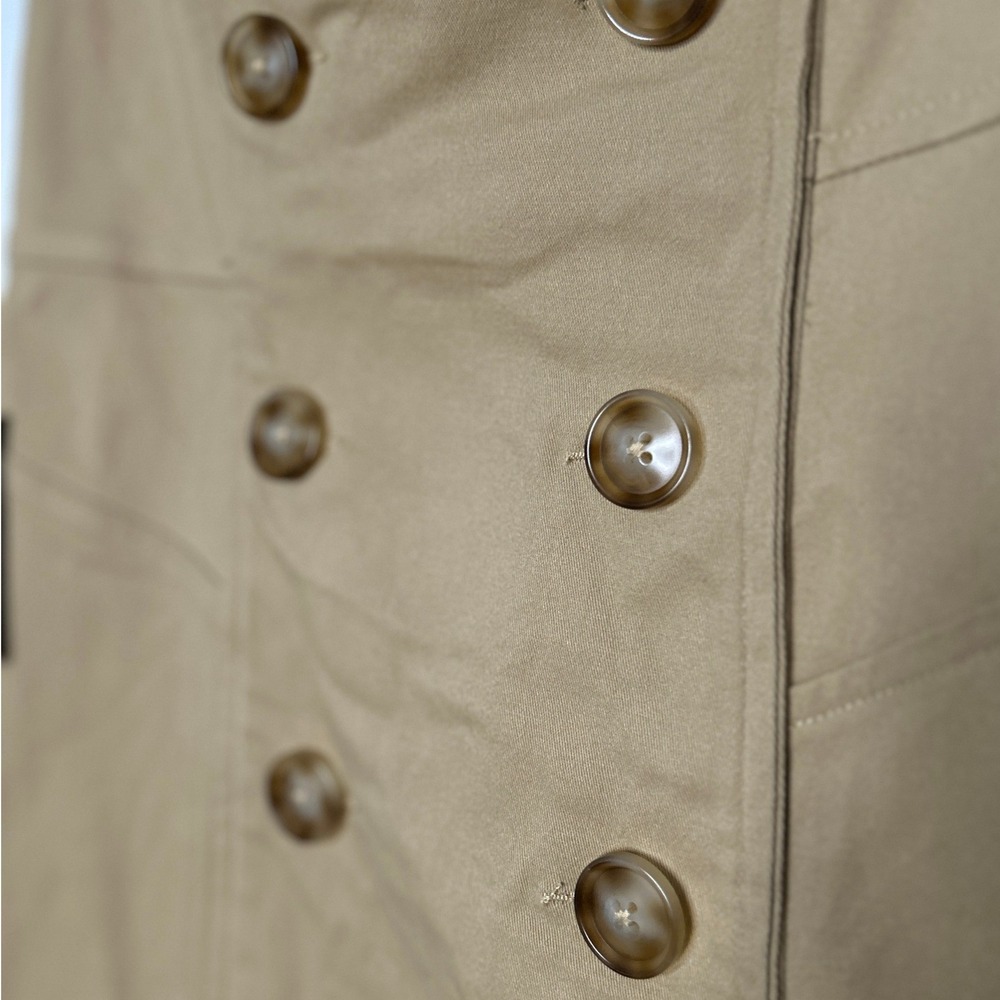 JLUXLABEL Khaki Asymmetric Belted Midi Dress M Strapless Trench Chic NWT No Belt - Picture 8 of 16